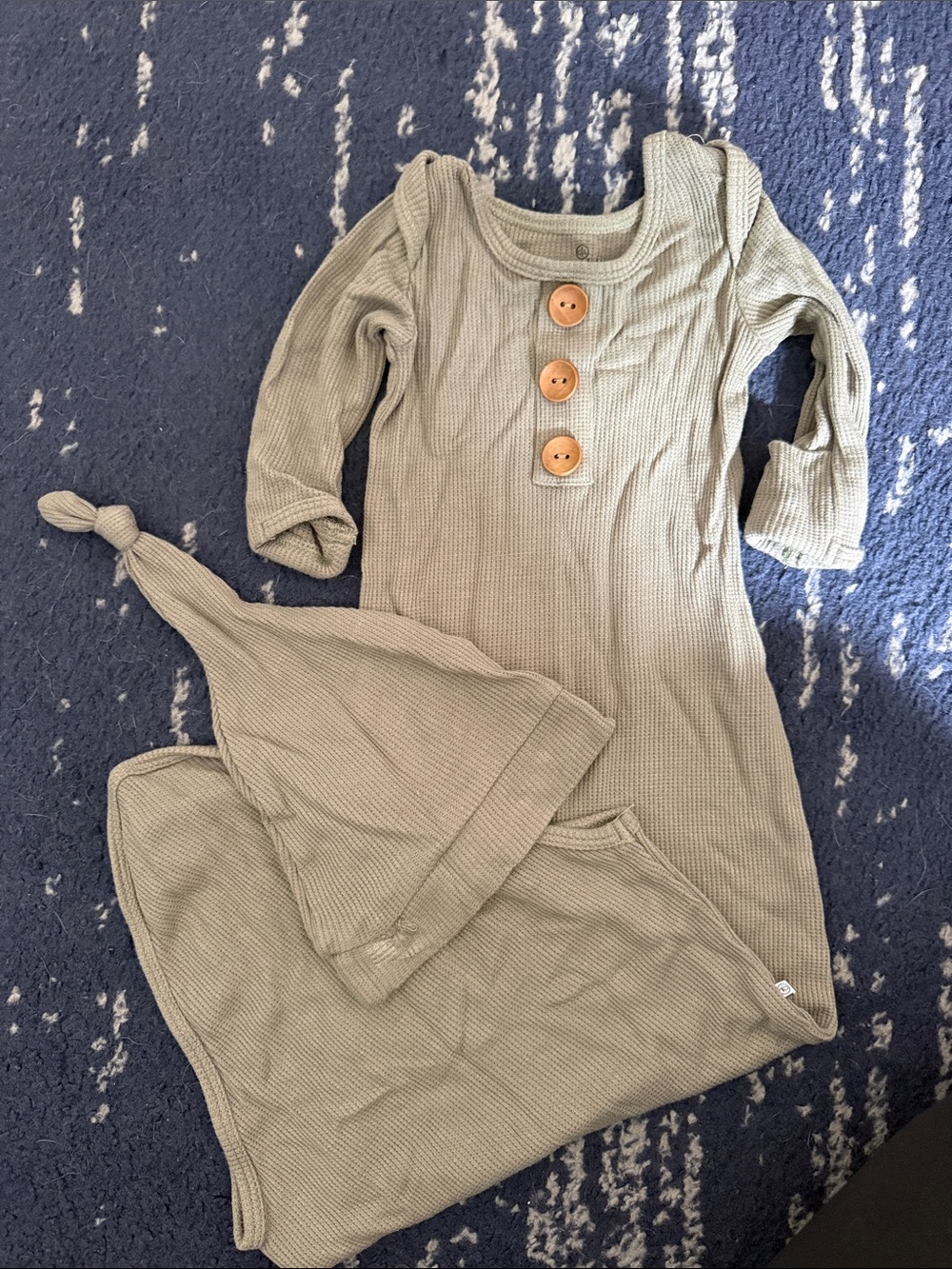 Caden Lane Sage Green Knit One-Piece with Hood and Wooden Buttons